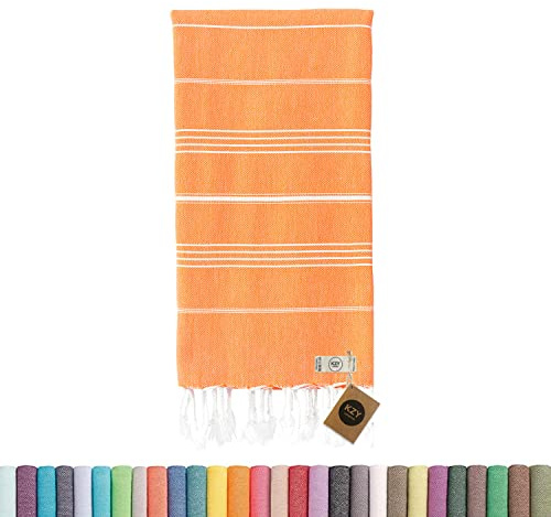 KZY turkisk strand hamam handduk 180x90 grå och Orange
