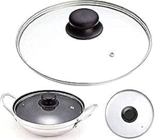 Copper Top Tempered Glass Saucepan Casserole Frying pan Lid (14 cm, 16 cm, 18 cm, 20 cm, 22 cm, 24 cm, 26 cm, 28 cm, 30 cm, 32 cm, 34 cm, 36 cm, 38 cm, 40 cm) Replacement Lids for Pans and Pot (28cm)