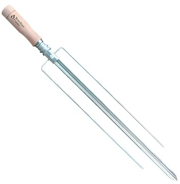 Brazilian Flame 1 Triple Skewer for Rotisserie Grill, Perfect for Grilling Koubideh Chicken and Kebabs, Stainless Steel Skewers Flat, Dishwasher Safe, Rust Resistant, Kabob Skewers for Grilling