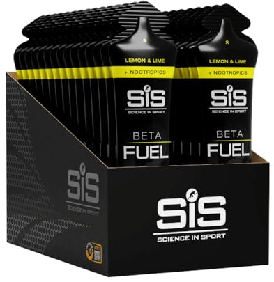 Science in Sport Beta Fuel Gels Dual Source Energy Gel, Lemon & Lime Flavour Plus Nootropics, 40g of Carbs Per Pack, 60 ml Pack (30 Pack)