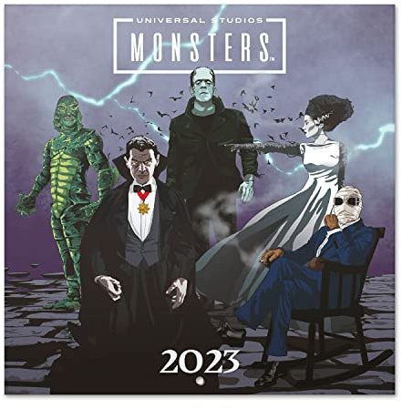 Grupo Erik Universal Monsters Wall Calendar 2023 12' X 12' FSC| 12 Month Planner | Square Wall Calendar 2023 | Family Planner Calendar 2023 | Monsters Calendar 2023 | + 4 Bonus Months