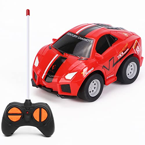 Highttoy Remote Control Car Toys for 2 3 4 Year Olds, 2.4GHz 4-Channel Mini RC Racing Car Toys for Toddlers Kids Gifts for 2+ Year Old Boys Girls, Red