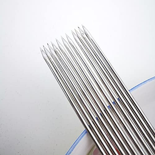 Brochetas de barbacoa duraderas de 40 cm y 3 mm de grosor Brochetas de barbacoa antiadherentes de acero inoxidable + Tubo Palos de aguja de metal reutilizables para parrilla para barbacoa de jardín