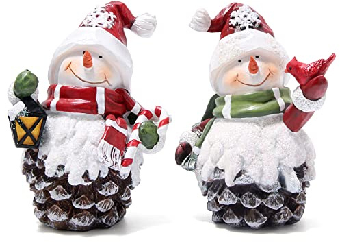 Hodao Handmade Resin Christmas Snowman Decorations - Cute Indoor Home & Tabletop Winter Decor, Perfect Holiday Winter Gifts for Familys & Friends
