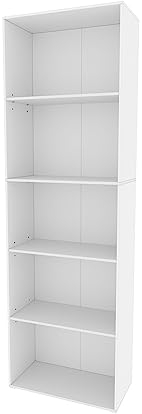 Vicco Bücherregal Bob, Regal für Bücher, Weiß, 60 x 190 cm mit 5 Fächern