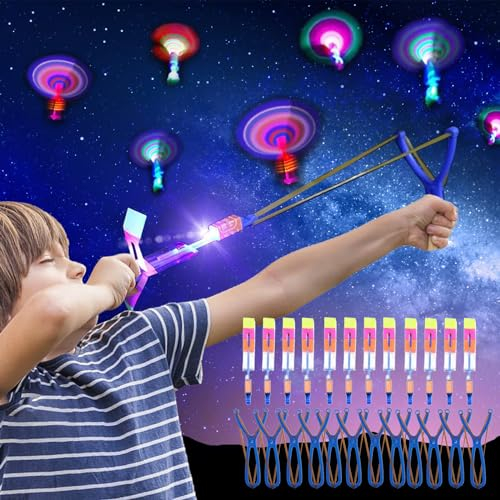 Piucrty Gadget Compleanno Bambini Luminosi 12 Freccia Volante per Regalini Fine Festa Invitati Fluo Party Starlight Giochini Pensierini Kit Regalo Bambino 5-10 Anni Maschio Bracciali Fluorescenti