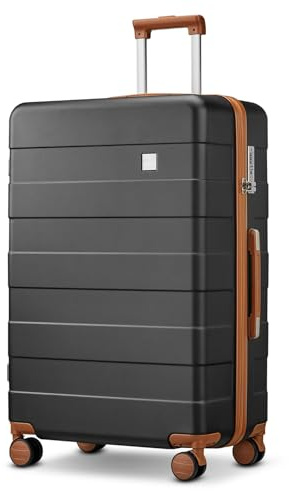 imiomo Koffer Trolley Koffer Reisekoffer von ABS Hartschalen Trolley Kofferset mit TSA Schloss und 4 Rollen Schwarz