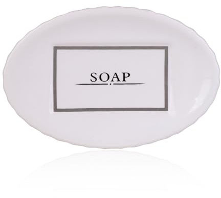 Accentra Seifenablage Vintage, Seifenschale aus Keramik mit Aufdruck SOAP, ovales Badaccessoire für Waschbecken und Bad, dekorative Ablage in weiß für Feste Seife im Gäste WC