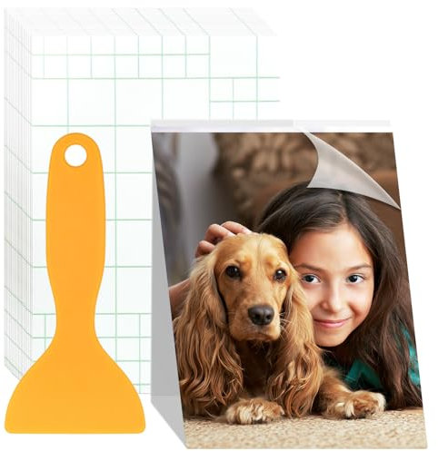 50 Blätter Selbstklebende Laminierfolien, 6 ZollGlänzende Kaltlaminierfolie, Transparente Glänzende Laminierfolie, Keine Maschine Erforderlich mit Schaber, Hochwertige Laminierfolien für Visitenkarten