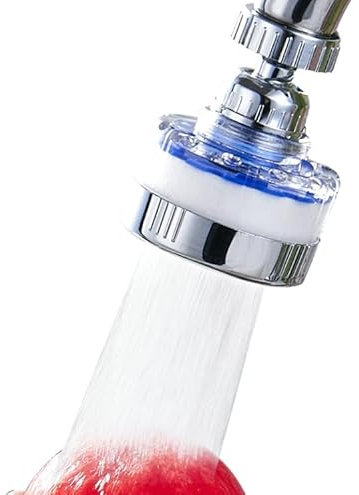 Zuxbolf Set di Filtro Anticalcare Rubinetto Ruotabile a 360° con 8 Pz Elementi Filtranti in Cotone PP e 1 Pz Adattatore Universale per Casa, Cucina, Bagno, Lavandino