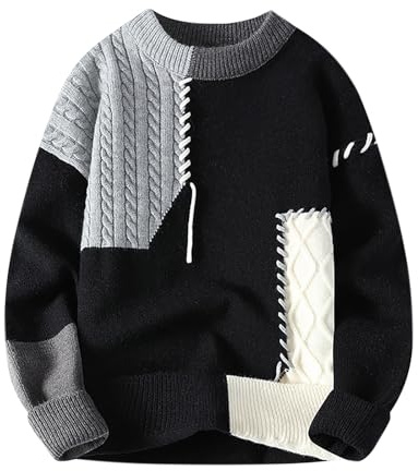 Maglione Girocollo Uomo, Maglione Lavorato a Maglia Maglione-Pullover Elegante Pullover a Maglia Grossa con Maniche Raglan Lavorato a Maglia Sweater Caldo Casual Maglione Uomo Cashmere Sweater Felpa