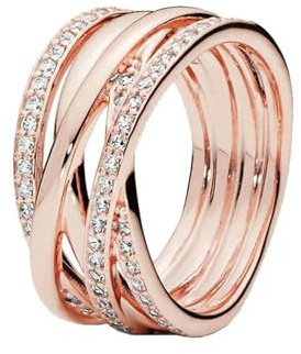 925 Sterling Silver Lyx Utsökt roséguld Hjärtform Fyrkantig Kronring Klassisk glänsande dam