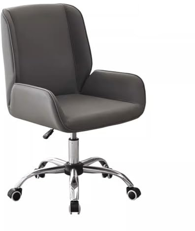 Justerbar skrivbordsstol Ergonomiskt ryggstöd Hemdatorstol Läder Vadderade fåtöljer med svängbara hjul, Besöksstolar for konferensrum(Dark grey B)