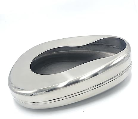 Xiuganpo Bäddpan i Rostfritt Stål Ergonomiska Bärbara Sängpannor för Vuxna och äldre Stor Kapacitet Korrosionsbeständig 14,2 X 11,4 X 3,7 Tum
