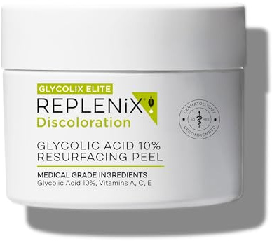 Replenix Glycolic Acid 10% Resurfacing Skin Peel, Medical-Grade Facial Peeling Pads for Discoloration & Acne (60 ct.)