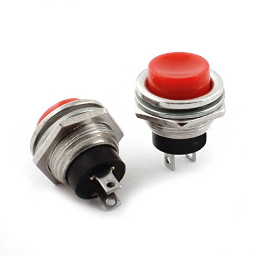 uxcell 2Pcs Red Cap 14mm Thread Momentary Push Button Switch AC125V 3A