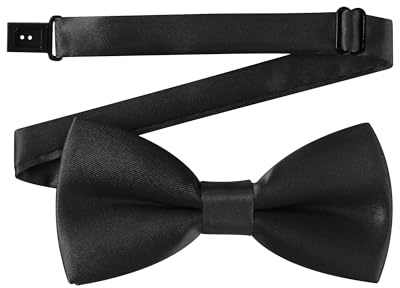 AWAYTR Boys Child Kids Bow ties - Adjustable Pre Tied Solid Color Wedding Party Bowties (Black)