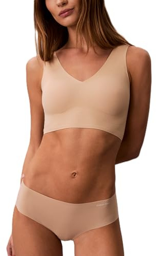 Calvin Klein Women's Invisibles Lightly Lined V Neck Bralette Bra, Bare, XL