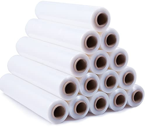 OFITURIA Film para Embalar 50 cm de Ancho y Estirable Hasta 300 Metros de Longitud – Rollo de Film Elástico Manual para Embalaje Industrial (Blanco, 10)