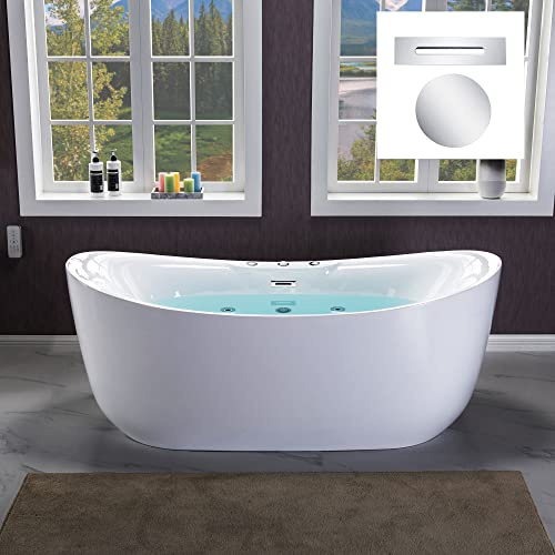 WOODBRIDGE 71 x 31 1/2 Whirlpool Water Jetted and Air Bubble Freestanding Bathtub , B0034