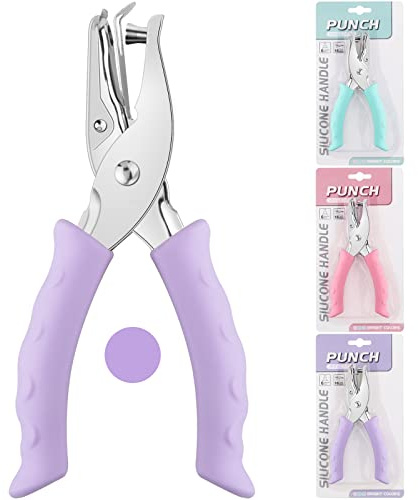 NEBURORA Perforatrice, Viola Singolo Perforatrice Meta con impugnatura morbida per etichette artigianali fai-da-te Strumento per album di biglietti di abbigliamento, 3 opzioni di colori