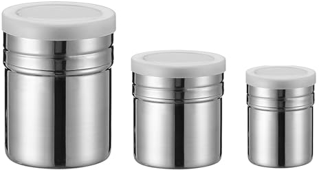 Hoshisea 3 Pièces Saupoudreuse Cacao, Tamis Farine, Saupoudreuse Sucre Glace, Convient pour le Chocolat, le Cappuccino, les Desserts