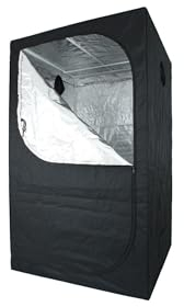 Growzelt 120x120x200 cm, Anbaubox für Pflanzenzucht, Pflanzenzelt Schwarz