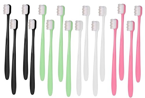 Supreme Spazzolino denti 16 spazzolini da denti extra morbidi, micro nano spazzolino manuale con 20.000 setole per gengive fragili adulti bambini