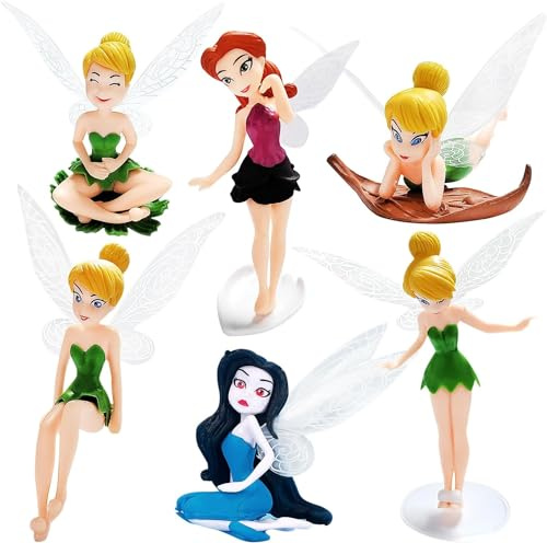 AMJKEJI 6 Pcs Mini Fairies Figurine for Fairy Garden, Resin Miniatures Garden Fairies Ornaments, Miniature Fairies Cake Tooper