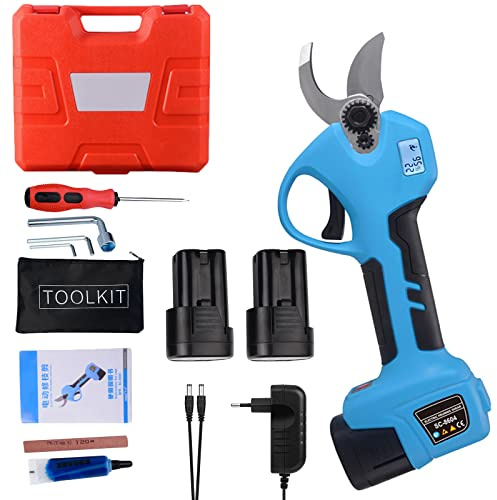NWKHRSO Electric Pruner, Electric Cordless Pruning Shears, Battery Powe Pruner Shears 2 Rechargeable 2Ah Lithium Battery, Professional Tree Branch Pruner LCD Screen 28Mm Cut Diameter