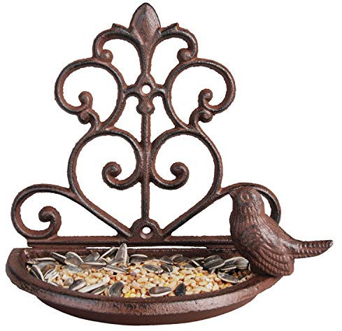 degawo Gusseiserne Wandfutterschale mit Vogel - Robustes Design mit Aufhängelöchern, 9 x 17,5 x 18 cm