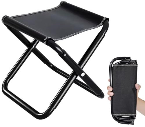Camping Hocker Tragbarer Klapphocker faltbar, Mini-Falthocker klappbar und Leicht Sitz 30CM für Angeln, Reisen, Wandern, Grillen, Garten, Strand (Schwarz)