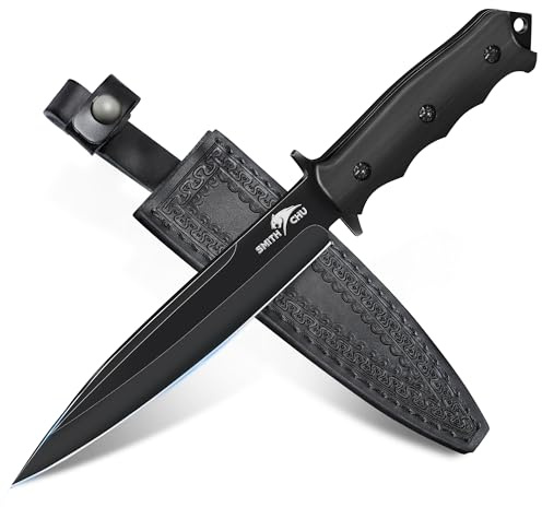 SMITH CHU Outdoor Messer Survival- Robustes Überlebensmesser,Camping Bushcraft Messer mit schwarzer Beschichtung, Das ideale Geschenk für Männer