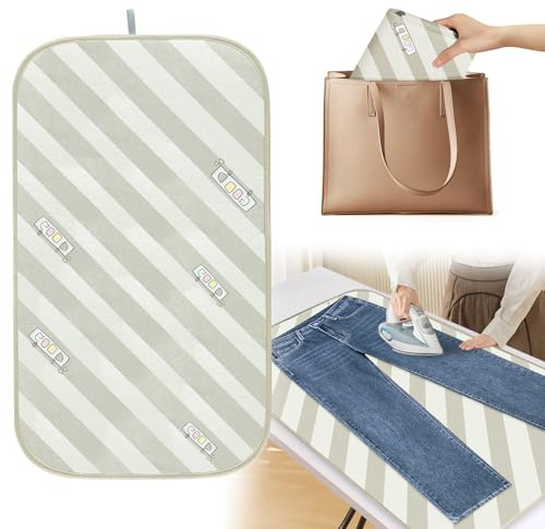 Alfombrilla de Planchar para Plancha de Vapor, Alfombrilla Plegable para Mesa, Cubierta Antideslizante para Viajes con Diseño de Rayas, 70x40 cm, Verde