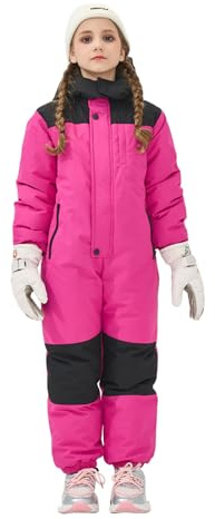 Owntop Tuta da Neve Intera per Bambini - Tuta da Sci Impermeabile e Leggera Unisex, Completo Sci Caldo con Cappuccio per Bambini e Bambine, Tuta da Snowboard Invernale (Rosa,7-8 Anni)