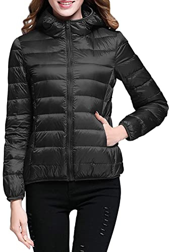 Piumino Donna 100 Grammi, Piumini Leggero Corto Casual Giubbotto Primaverile Antivento Impermeabile Piumino Con Cappuccio Caldo Giubbino Mezza Stagione Giacca Per Trekking E Montagna