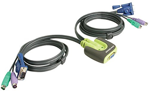 IOGEAR 2-Port MiniView Micro PS/2 KVM Switch with 2 Cables, GCS62