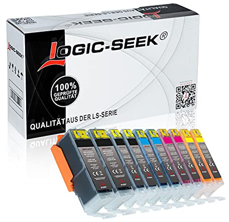 Logic-Seek 10 Druckerpatronen kompatibel für Canon PGI550XL LS-CLI551XL MIT CHIP und Füllstandanzeige für Pixma iP7250, MG5450, 6350, MX725, 925, PGI550BK, CLI551C, CLI551M, CLI551Y und CLI551BK