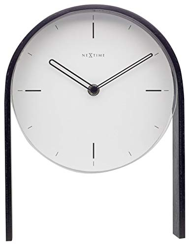 NeXtime ausgefallende Tischuhr 5225WI Noa Table, Holz, weiß 27x21x6,5cm