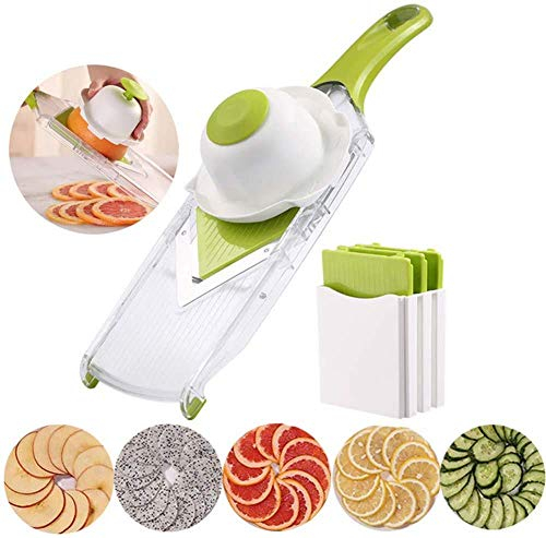 Manual Lemon Chopper Vegetable Chopper Mandolin V-Slicer Dicer with 5 Interchangeable Blades Veggie Chopper Cutter Kitchen Tools
