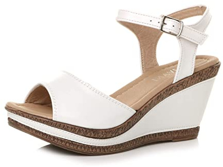 AJVANI high wedge heel platform buckle beach sandals shoes size 6 39