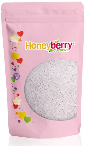 HONEYBERRY INCLUSIONS - Gránulos blancos Nonpareils de 200 g, color blanco brillante natural para hornear, decoraciones de cupcakes y pasteles, helados y postres
