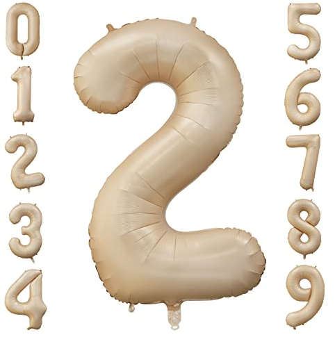 Globo con Número de Albaricoque Retro de 40 Pulgadas 2, Número de Lámina Grande 0-9 Globos de Cumpleaños Globos de Fiesta de Caramelo Para Decoración de Fiesta de Baby Shower de Aniversario