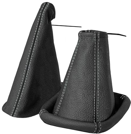 Schaltsack und Handbremsmanschette kompatibel mit OPEL VECTRA B Bj. 1995-2003 in Echtleder schwarz mit grauer Naht