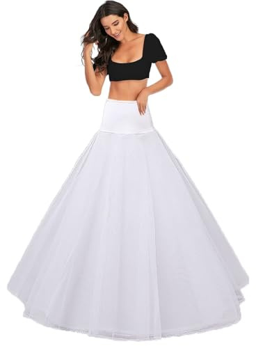 Women's Petticoat Underskirt Crinoline A-Line 1 Hoop 2 Layers net lace Underskirt Wedding Crinoline Skirt Slips Shaping Floor Length Petticoat for Wedding Bridal Dress Prom Dress Ball Gown