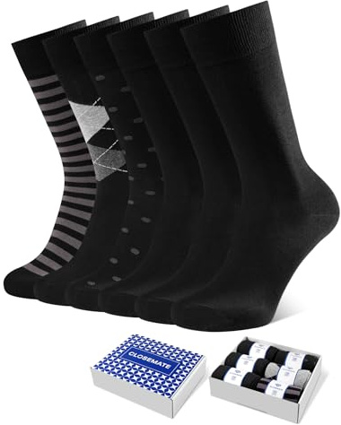 CLOSEMATE Calzini Uomo 6 Paia – 80% Cotone Morbido, Elastiche e Traspiranti per Sport Lavoro Scuola Viaggio e Uso Quotidiano