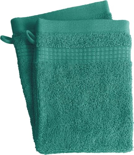 Lot de 2 Gants de Toilette - 100% Coton - 450 GR/m2 - Vert Lagon