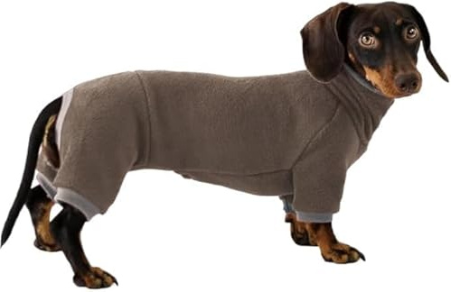Fleece Rollkragenpullover für Dackel – Warme Winterkleidung für Teckel, Weicher Hundepullover für kalte Tage(Braun, L)