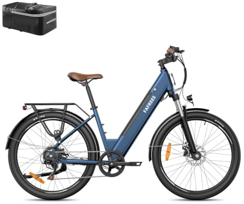 Fafrees F26 PRO Electric Bike for Adults – 16 Ah Upgraded Battery, 250 W Motor, 26-Inch City E-Bike for Men and Women, Pedal Assist Long Range Commuting (GWP Chain Lock, Blue)