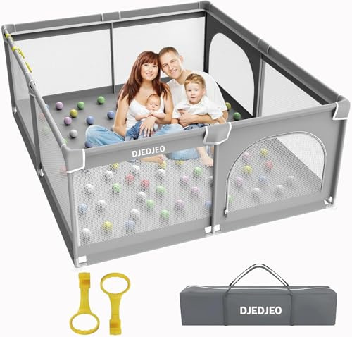 YUMBOT Parque Infantil Bebe 150x180cm,Corralito Bebe,Parque Bebe, XXL Corralito Bebe Plegable,Parque Infantil con Base Antideslizante,Parques para Bebé con Anillo De Tracción,Playpen Bebe